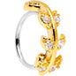 18G 5/16 Clear CZ Gem Gold Tone Leafy Seamless Circular Ring