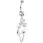 Clear CZ Gem Prancing Reindeer Dangle Belly Ring