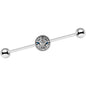 14G Black White Leopard Eyes Industrial Barbell 37mm