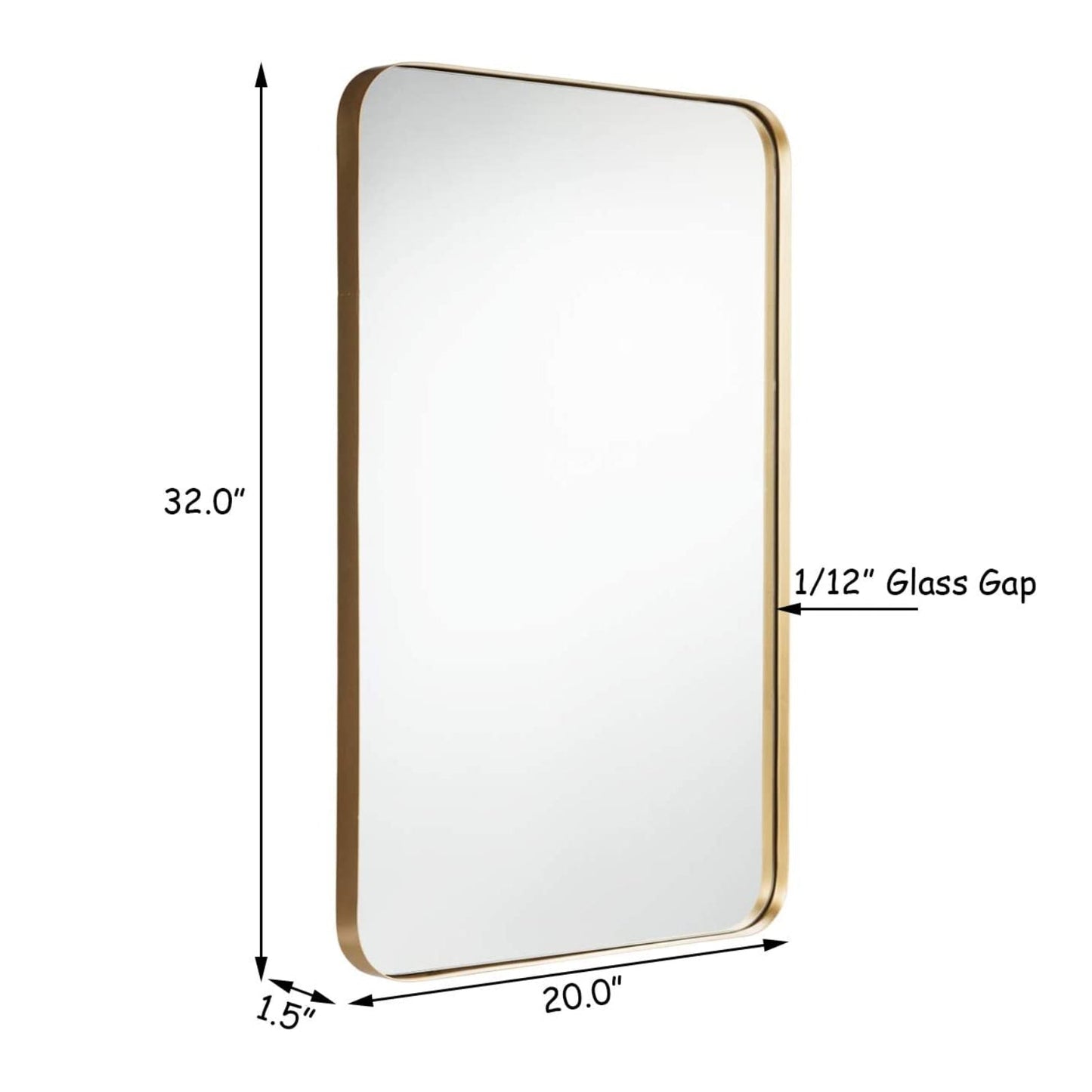 32 Inch x 20 Inch Metal Frame Wall-Mounted Rectangle Mirror