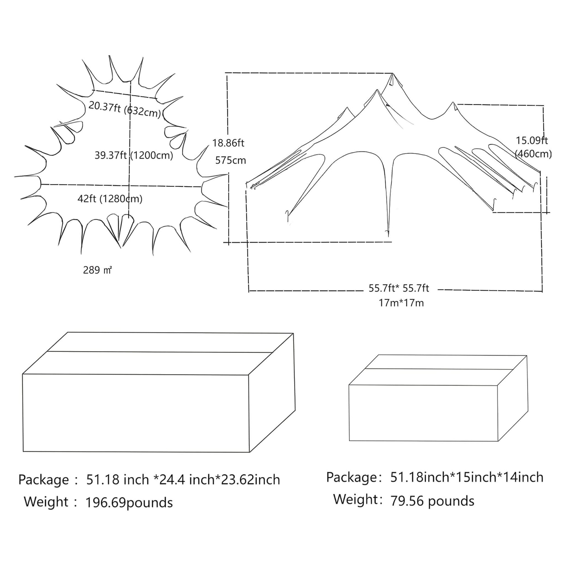 Outdoor camping shelter dimensions reference