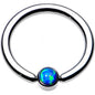 12G 1/2 Aqua Faux Opal 4mm Disc BCR Captive Ring