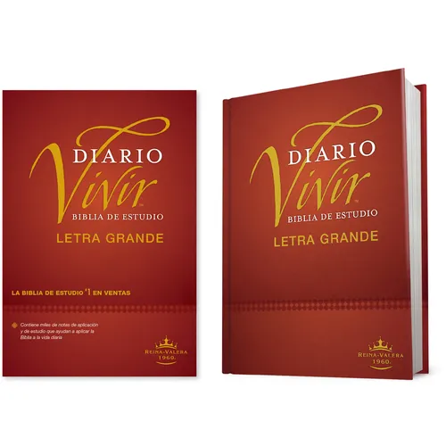 Biblia de Estudio del Diario Vivir Rvr60, Letra Grande (Letra Roja, Tapa Dura) - Hardcover