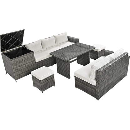 Outdoor 6-Piece All Weather PE Rattan Sofa Set, Garden Patio Wicker Sectional