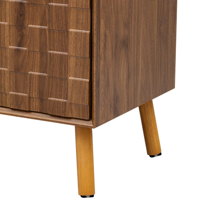 Mid-Century Walnut TV Stand 80" Push-Pop Doors MDF Wood