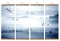 Chinese Snow Mountain Deer & Bird Canvas Scroll – Blue & White
