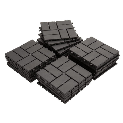 Outdoor Deck Tiles Interlocking Plastic Gray Checkered 12x12 in Pack of 27