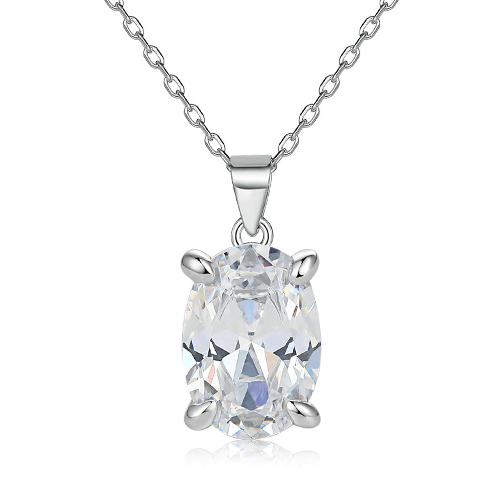 Oval Gem Pendant Necklace Women's Stud Earrings