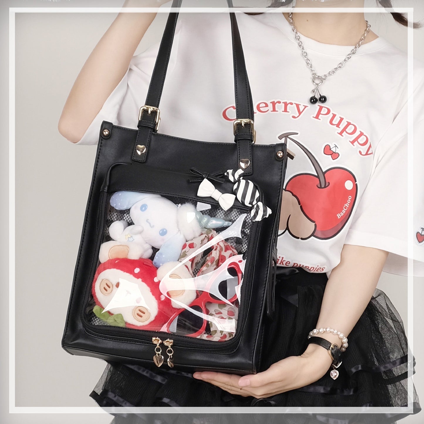 Cute Candy Bow Candy Heart Pain One Shoulder Bag
