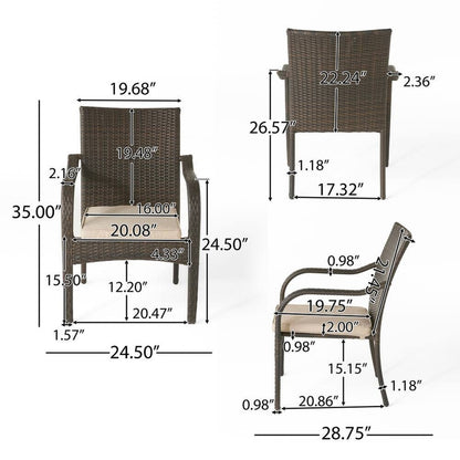 6 Pcs Outdoor Acacia Wood Dining Set with PE Rattan Stacking Chair, Grey
