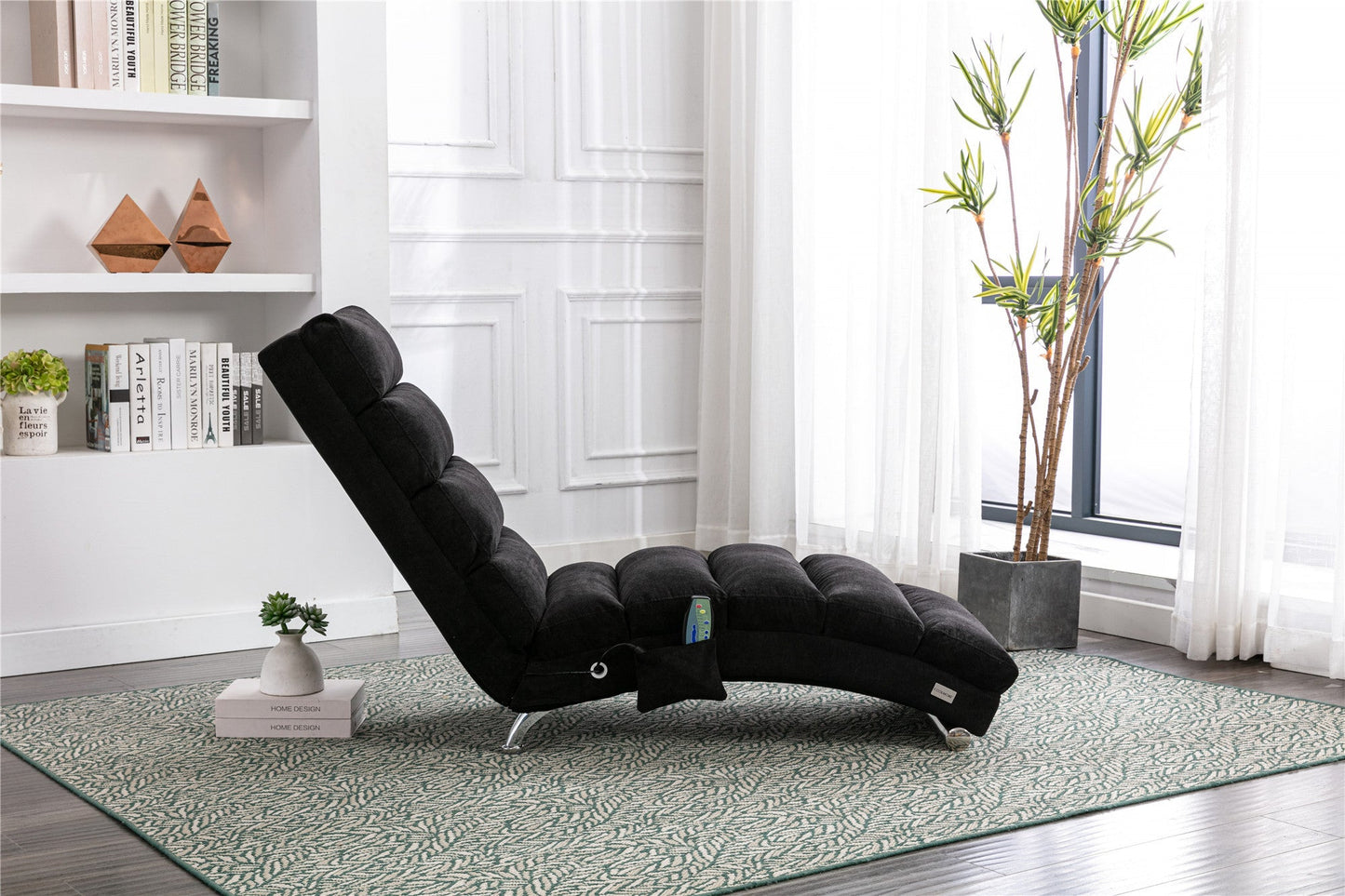 Luxury Upholstered Chaise Lounge, Vibration Relaxation, Fixed Back Recliner