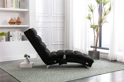Luxury Upholstered Chaise Lounge, Vibration Relaxation, Fixed Back Recliner