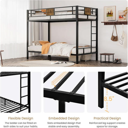 Loft Bunk Bed Twin Over Twin With Ladder And Guardrails