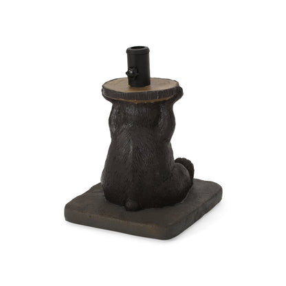 Patio Umbrella Base Bear Shape Concrete Dark Brown 13.5x18 In 56 LB