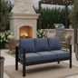 Outdoor Aluminum Sofa 3 Seat 74" Blue Cushions