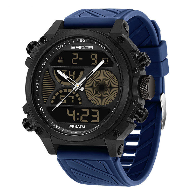Outdoor Sports Waterproof Watch For Men Rugged Design With A Large Dial And Dual Display