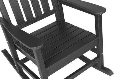 Outdoor Rocking Chair Set Plastic Gray 3 Piece with Side Table 380 LB