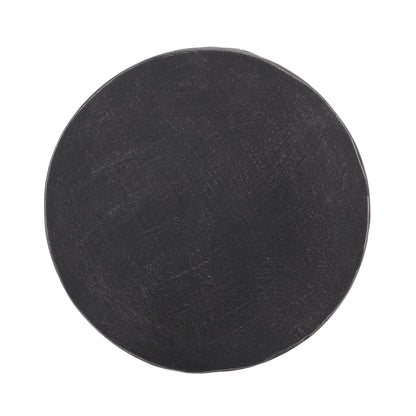 Outdoor Side Table Round MGO Concrete Copper Leaf Pattern 15.25x18.5in
