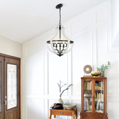 Chandelier 5-Light White Wood