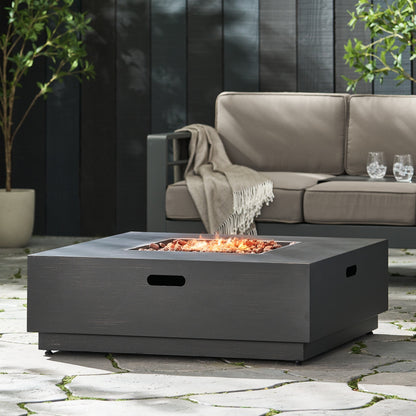 Stylish 40' Square Fire Pit in Brown and Gold Iron for Outdoor Warmth