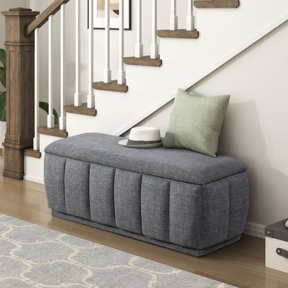 Storage Bench Modern Fabric Gray Plywood Frame No Assembly 47x18x18 In 300 LB