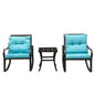 Metal 2-Person Outdoor Patio Rocking Seating Group with Cushions, Blue