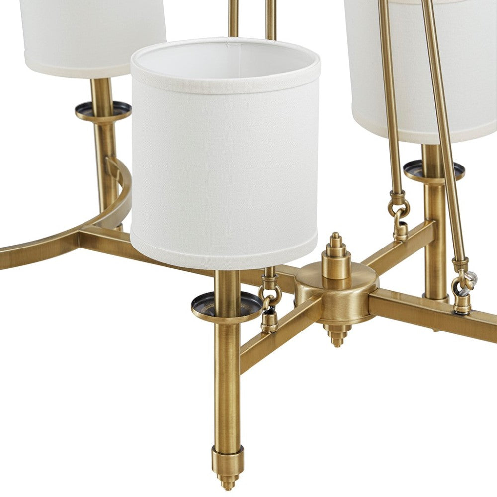 6-Light Drum Shade Chandelier | Bedford Collection Transitional Ceiling Light with Curved Frame — Chrome or Gold, 39.25" Wide