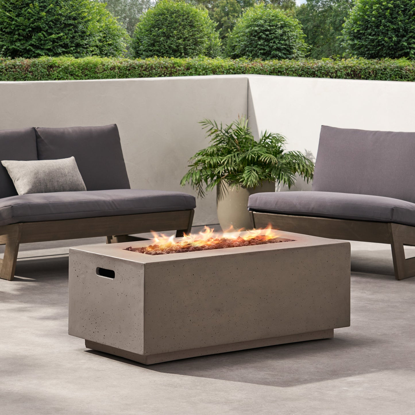 Modern 40 Inch Outdoor Rectangular MGO Fire Pit 40000 BTU, Dark Grey