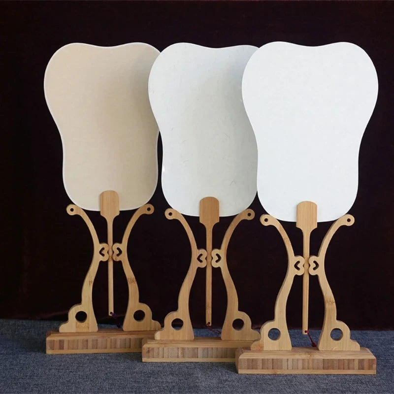 Chinese Bamboo Round Fan Display Holder for Home Decor