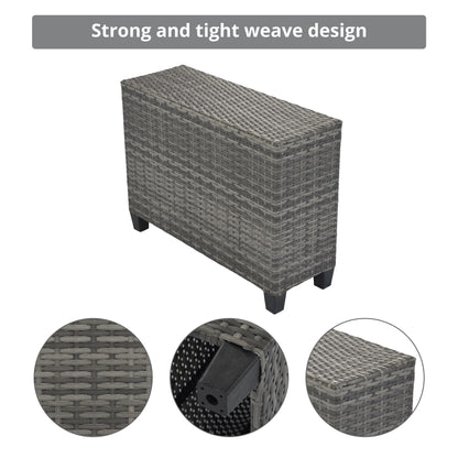 Outdoor Sectional Set PE Wicker Steel Gray Half Moon 8 Piece 250 LB