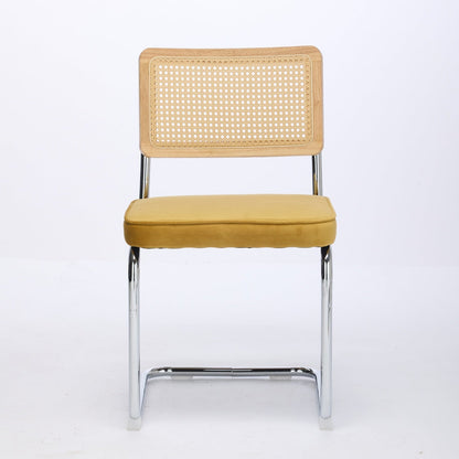 Mid Century Modern Dining Chairs Set of 2, Velvet Accent Chairs with Natural