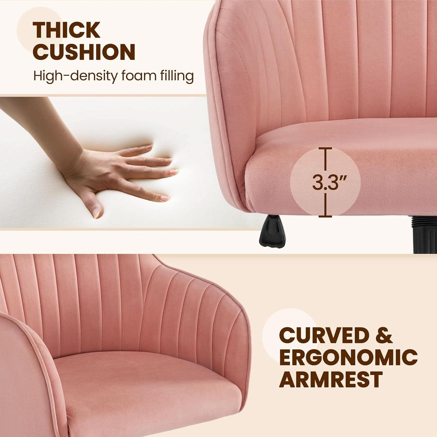 Pink Desk Chair With Adjustable Height For Home Office