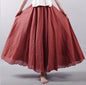 Mori Girl Art Plus Size Cotton And Linen Skirt Elastic Waist Linen A-line Skirt