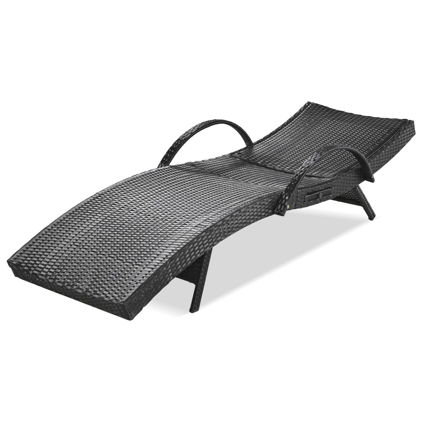 2-Piece Wicker Chaise Lounge Set w/ Pull-Out Table 5-Position 470lb