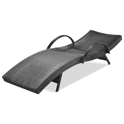 2-Piece Wicker Chaise Lounge Set w/ Pull-Out Table 5-Position 470lb