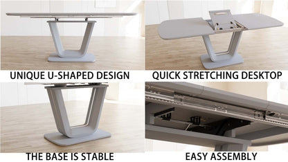 62.99-78.74' expandable dining table set for 2-8 people, equipped with 4 PU