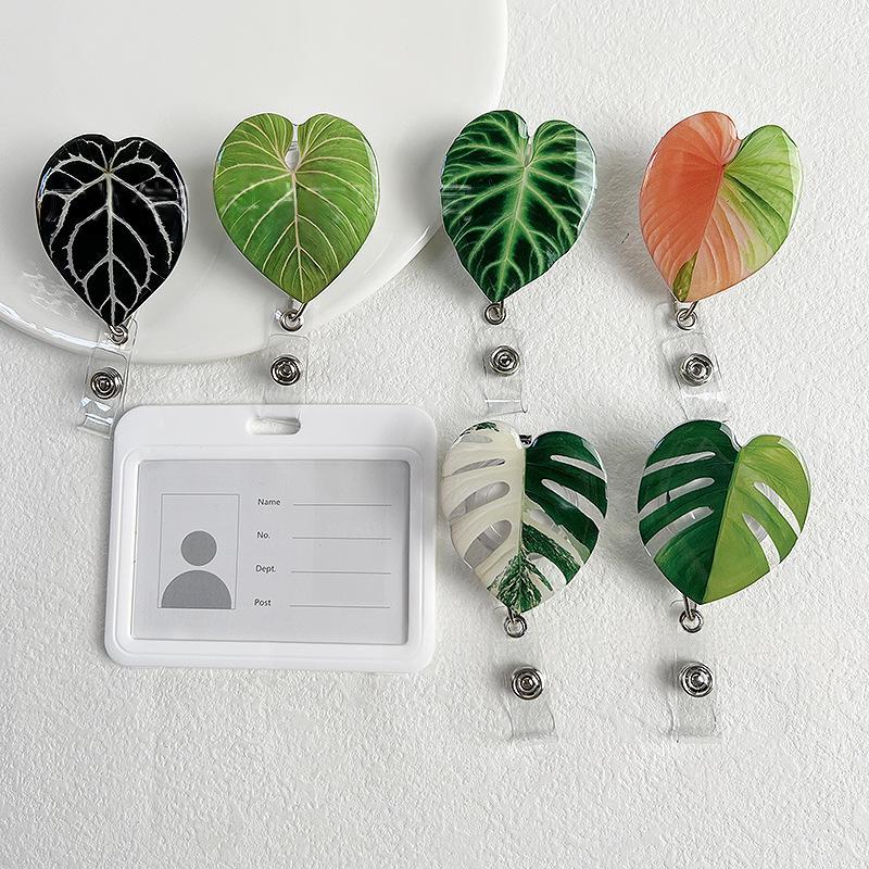 Rotating Leaf Acrylic Epoxy Work ID Badge Employee ID Card Alligator Clip