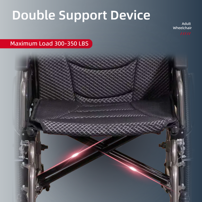 Wheelchair Manual Transport Folding Carbon Steel 20 In Seat Locking Brakes