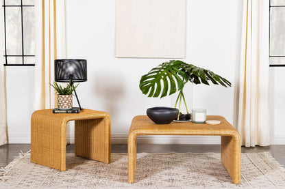 Square Woven Rattan Coffee Table, Natural