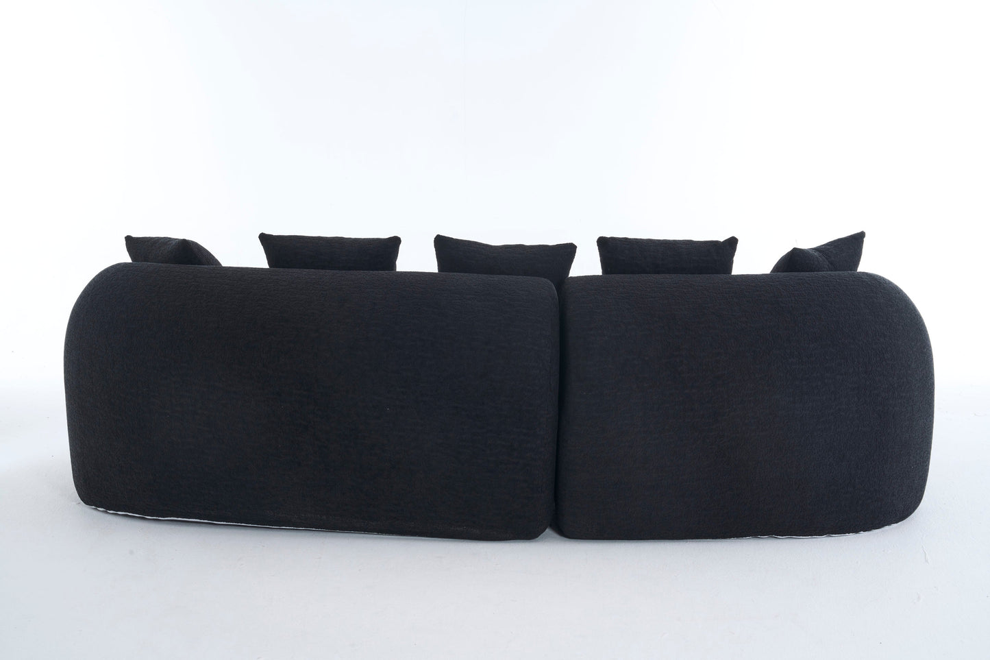 Sectional Sofa L-Shape Curved Chaise Chenille Black 5 Seat 106 In