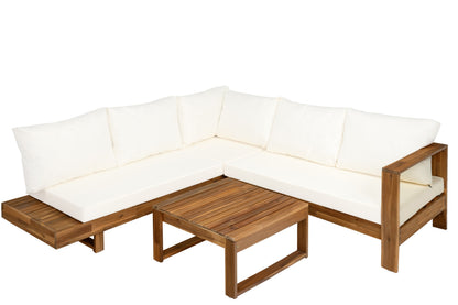 Outdoor Sectional Set Acacia Wood 4-Piece Teak