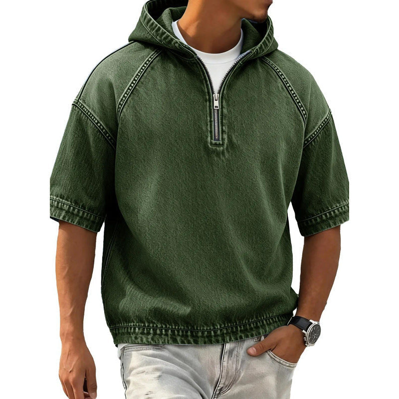 Sports Hoodie With A Half-zip And Hood