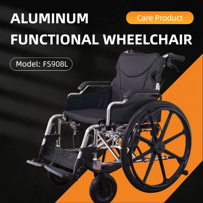 Wheelchair Manual Transport Folding Aluminum 18 In Seat 24 In Wheels Black