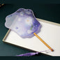 Chinese Silk Round Hand Fan with Floral Embroidery