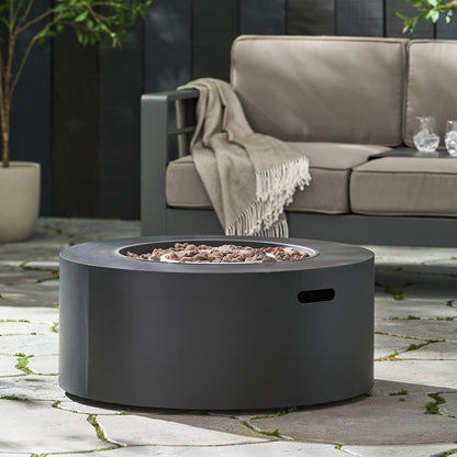 Modern Iron Propane Fire Pit, 32' Round, 40,000 BTU, Dark Grey Finish