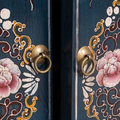 Antique-Style Chinese Hand-Painted Solid Wood Cabinet, 160 × 43 × 85 cm