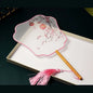 Chinese Silk Round Hand Fan with Floral Embroidery