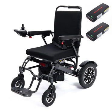 Wheelchair Electric Foldable Aluminum Dual Battery Black 41x24x39 In