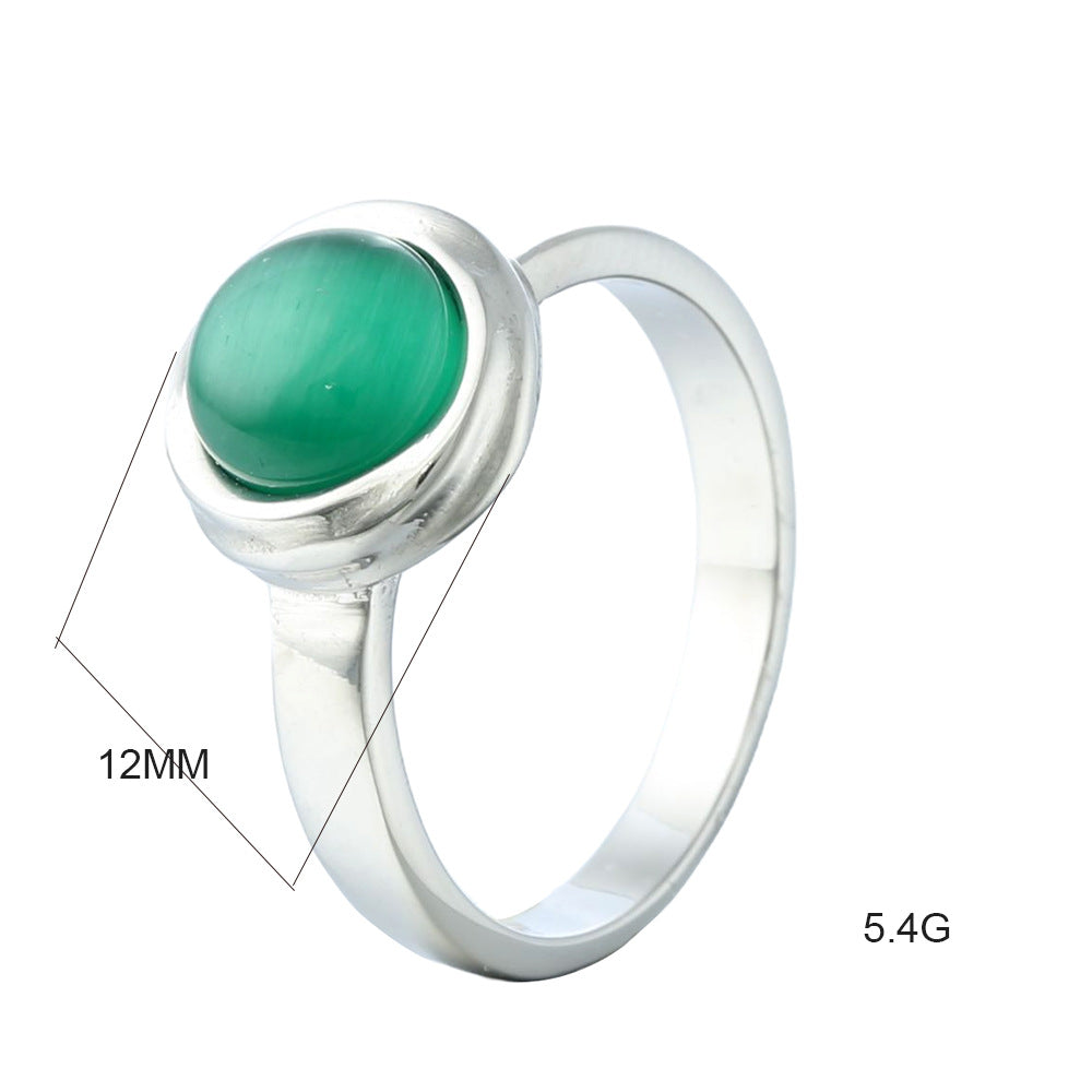 Titanium Steel Cats-eye Stone Womens Ring
