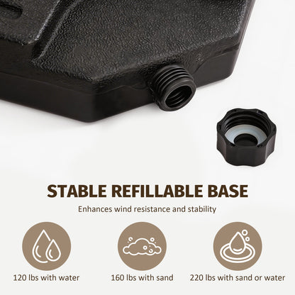 Patio Umbrella Base Fillable Black HDPE 4 Piece 220 LB Water or Sand
